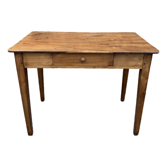 French Elmwood Side Table With Drawer For Sale