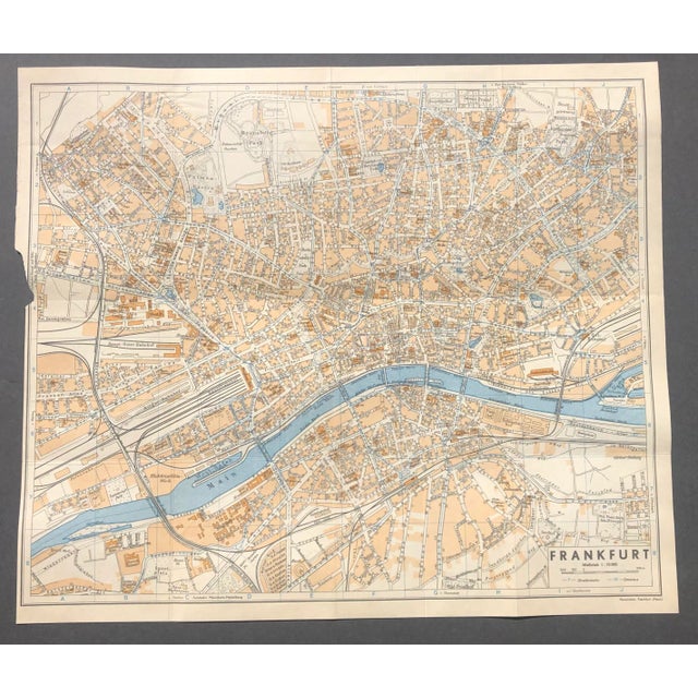 Map of Frankfurt, Germany from a 1920s Rhineland travel guide.