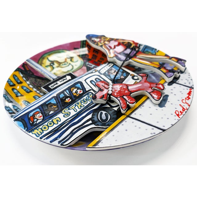 Red Grooms Red Grooms, Moonstruck, Limited Edition 3d Porcelain Plate With Rhinestones, 1994 For Sale - Image 4 of 5