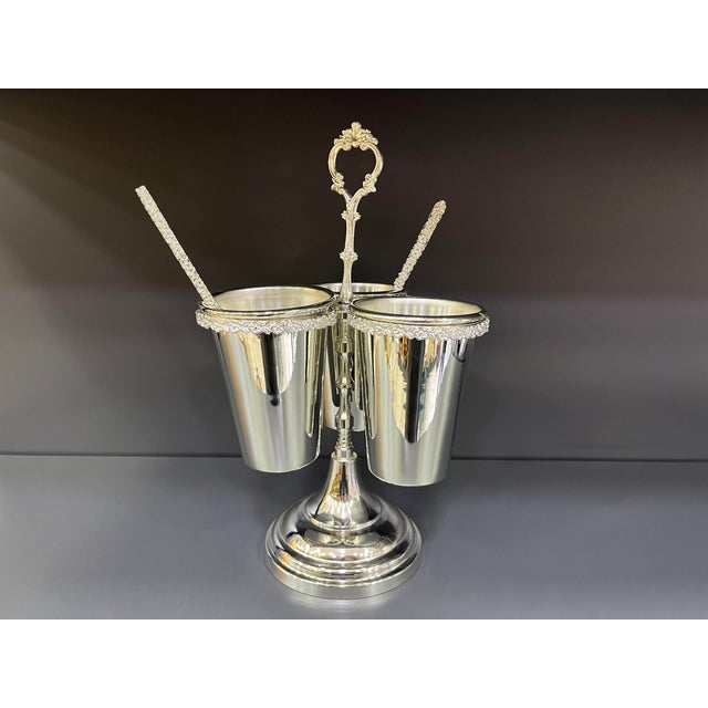 Silver Plated and Brass Spoon Cutlery Holder For Sale - Image 5 of 11