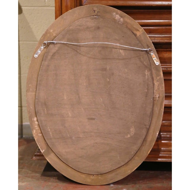 Gold Mid-20th Century French Oval Giltwood Mirror With Floral Motifs For Sale - Image 8 of 10