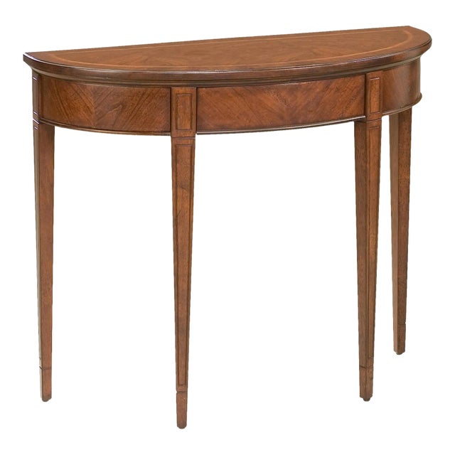 Hampton Demilune Console Table, Cherry Brown For Sale