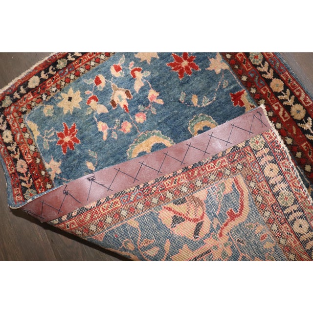 Antique Zabihi Collection Blue Mat Size Sarouk Ferehan Rug - 1'9" x 2'4" For Sale In New York - Image 6 of 7