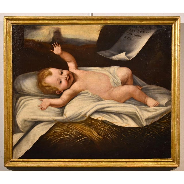 Lombard painter active in the 17th century baby jesus oil on canvas (70 x 82 cm, in an antique frame 78 x 91 cm) this...