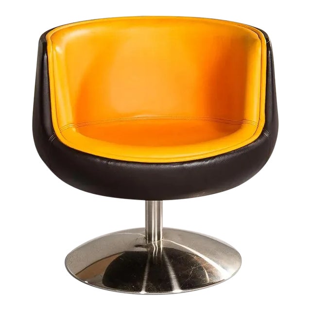 1960s MidCentury Modern Leather Swivel Chair Chairish