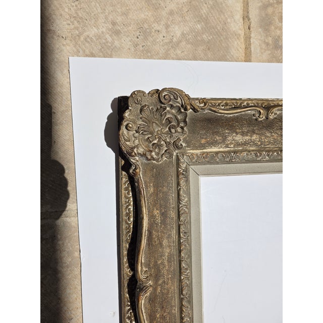 Antique Wood Frame With Carved Gesso Details and Painted Finish For Sale - Image 16 of 18