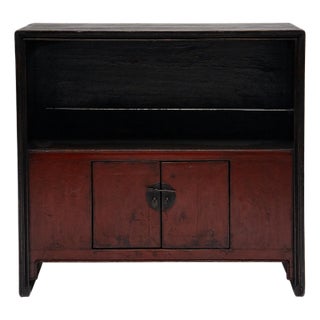 Chinese Red & Black Lacquer Book Cabinet, C. 1900 For Sale