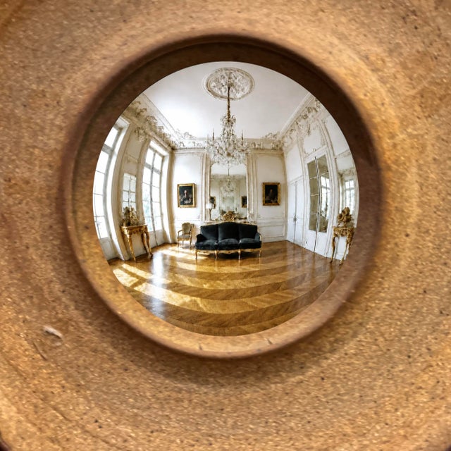 Mid-Century Modern 1980's Studio Stoneware Pottery Wall Mirror - Convex For Sale - Image 3 of 7