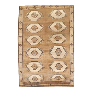 Zabihi Collection Brown Geometric Turkish Kars Rug