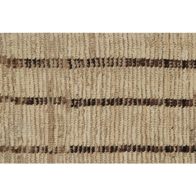 Modern Contemporary Moroccan Style Rug in Beige, Brown Stripes by Rug & Kilim For Sale - Image 3 of 7