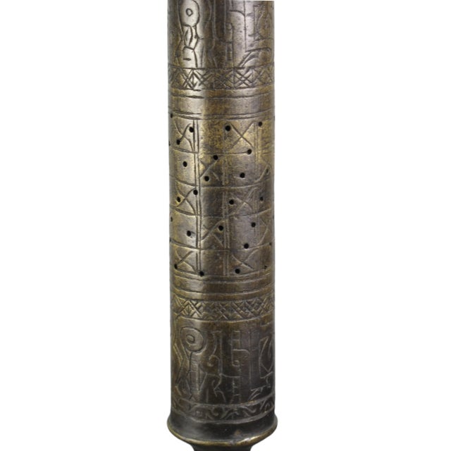 Early 21st Century Solid Turkish Brass Candle Holder With Hand Etched Patterns 2 For Sale - Image 5 of 10