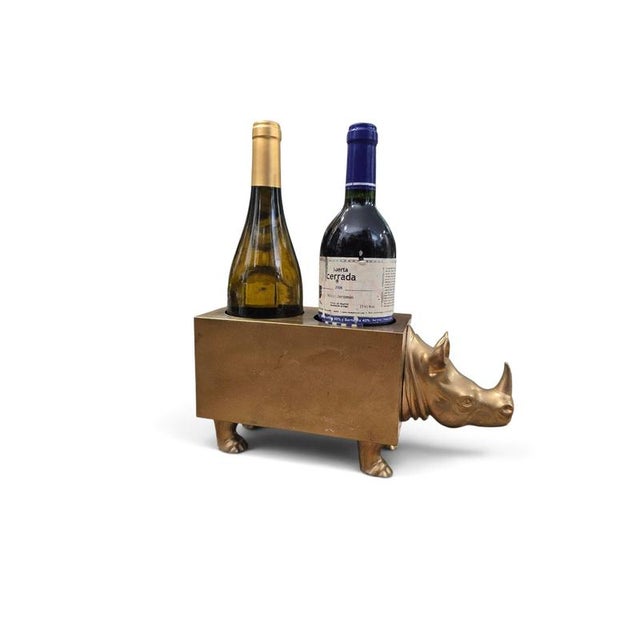 Metal Sculptural Rhinoceros Double Bottle Holder, 1970s For Sale - Image 7 of 13