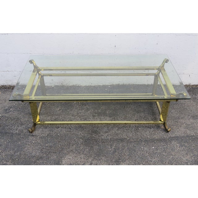 Metal Hollywood Regency Brass Finish Rectangle Coffee Table 5763 For Sale - Image 7 of 12