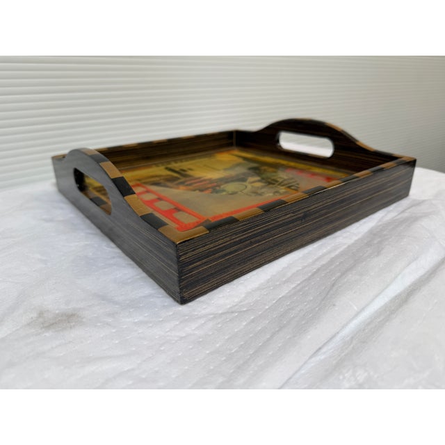 Arts & Crafts Annie Modica for Gump's Lacquered Tray, Signed For Sale - Image 3 of 12
