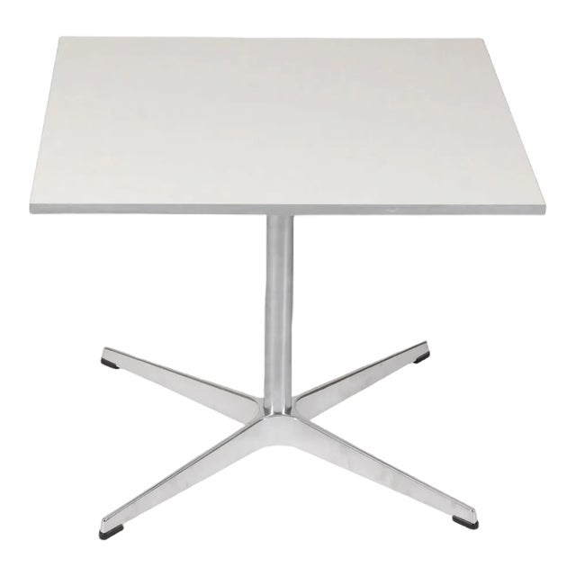White Laminated Coffee Table with a Metal Border by Arne Jacobsen for Fritz Hansen For Sale