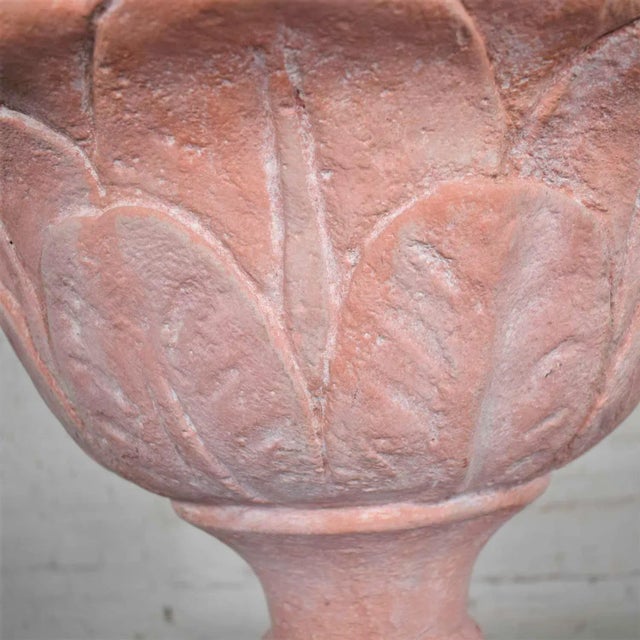 Antique Salmon Red Concrete Garden Urn Planter For Sale - Image 12 of 13