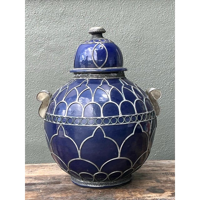 Vintage Moroccan Glazed Ceramic Lidded Urn For Sale - Image 12 of 12