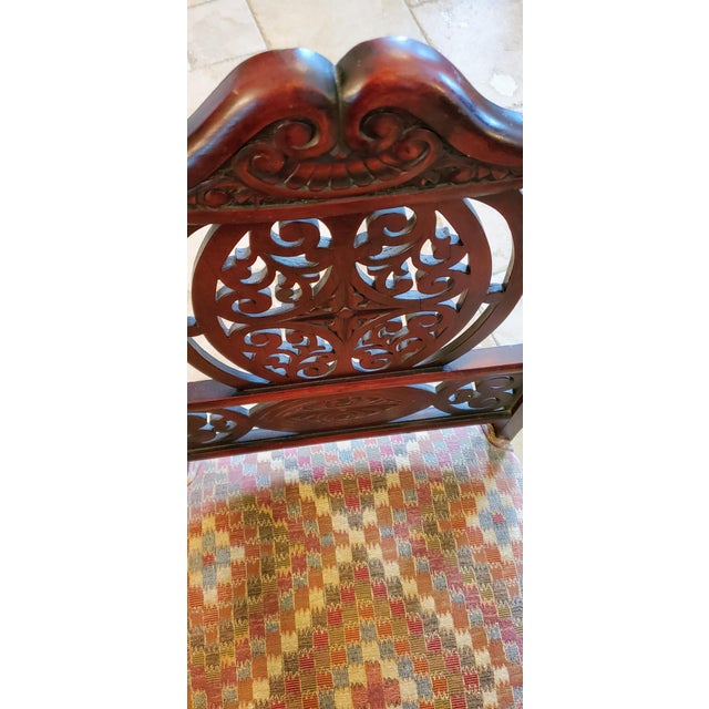 Vintage Chippendale-Style Carved Mahogany Ribbon-Back Armchair For Sale - Image 4 of 12