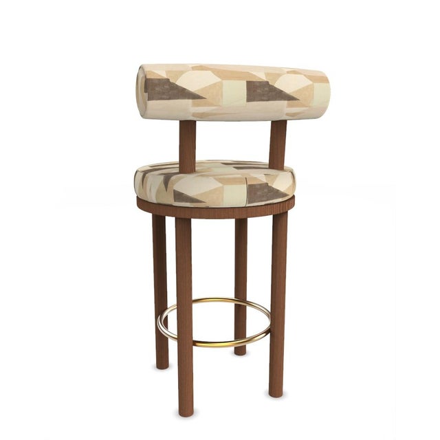 Collector Modern Moca Bar Chair in Silt Fabric and Smoked Oak by Studio Rig For Sale - Image 4 of 6