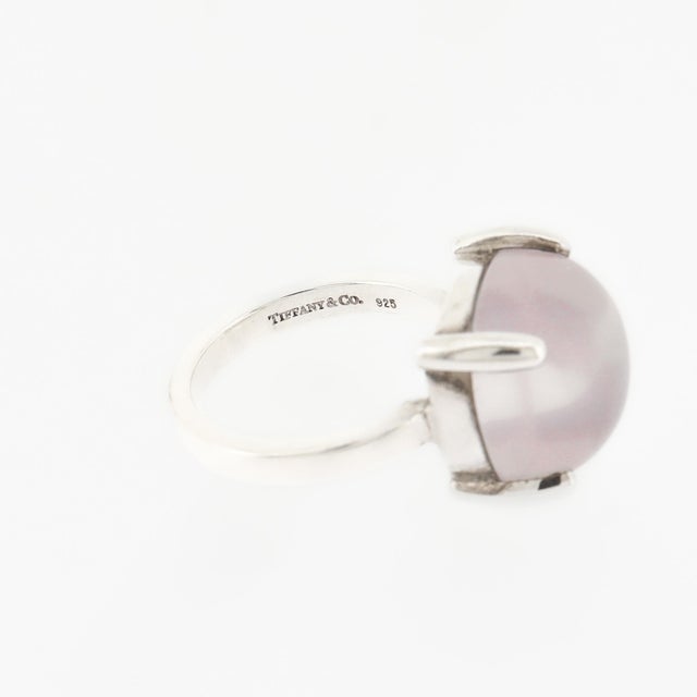 Large Paloma Picasso Tiffany Sterling Silver & Rose Quartz Sugar Stacks Ring For Sale - Image 9 of 12