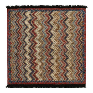 2010s Rug & Kilim’s Antique Tribal Style Rug in Red, Blue, Brown & White Patterns For Sale