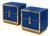 Sapphire Blue Glass and Polished Brass Bedside Cabinets from Justfurnituress SRL, Set of 2 For Sale
