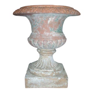 18th Century English Terra Cotta Classical Garden Urn Planter For Sale