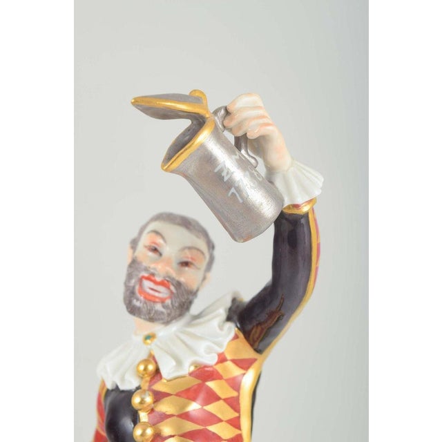 Porcelain Figure of Harlequin in Commedia Dell'Arte Costume from Meissen For Sale - Image 3 of 11
