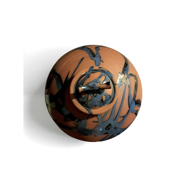 Contemporary Monumental Jon & Barbara Mehr California Studio Pottery Covered Vessel With Cobalt Glaze For Sale - Image 3 of 6
