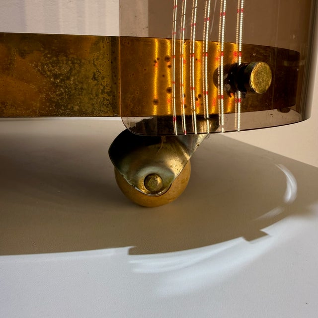 Italian Space Age Serving Trolley in Acrylic and Brass, 1968 For Sale - Image 17 of 18