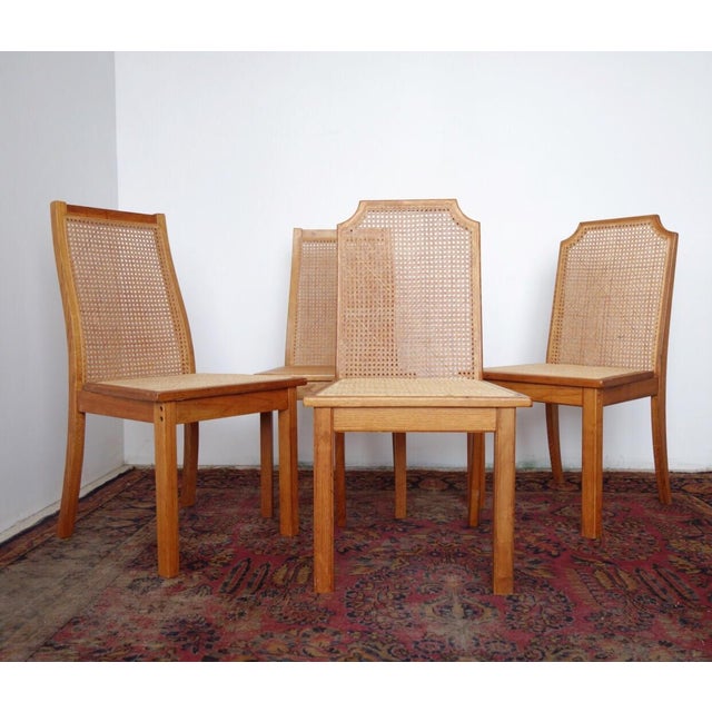 Wood and Cane Dining Chairs Set of 4 Chairish