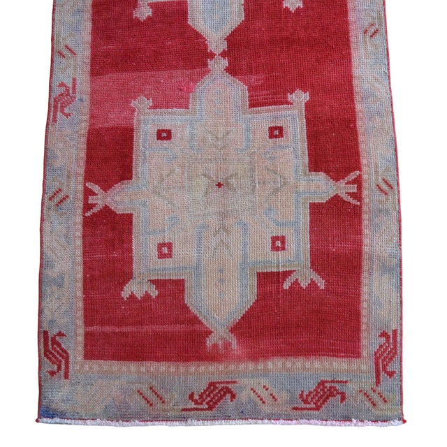 1970s Red Kurdish Herki Hand-Knotted Distressed Runner Hallway Decor For Sale - Image 11 of 13