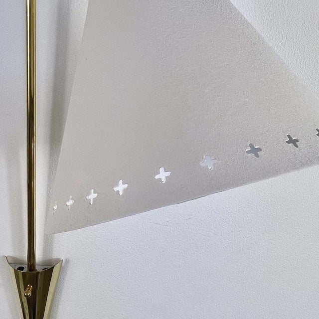 Adjustable Brass and Off-White Metal Wall Light, Sweden, 1950s For Sale - Image 9 of 17