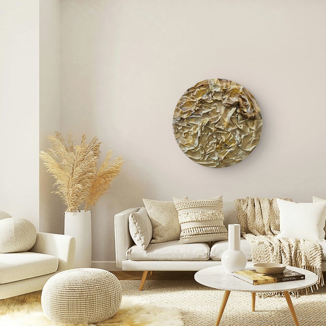 2020s "Suspiro" Round 36" Original Sculptural Abstract Painting by Shelly Floyd For Sale - Image 5 of 10