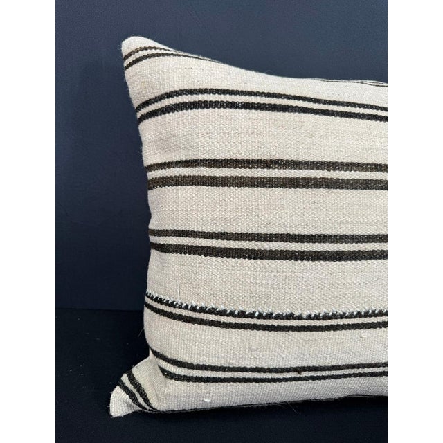 Turkish Hemp Pillow Cushion Natural Beige Black Cushion Cover 20x20 #30666 Enhance your home decor with our Kilim Pillow...
