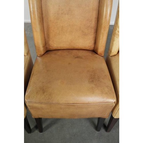 Beige Cowhide Leather Dining Chairs, Set of 4 For Sale - Image 8 of 18