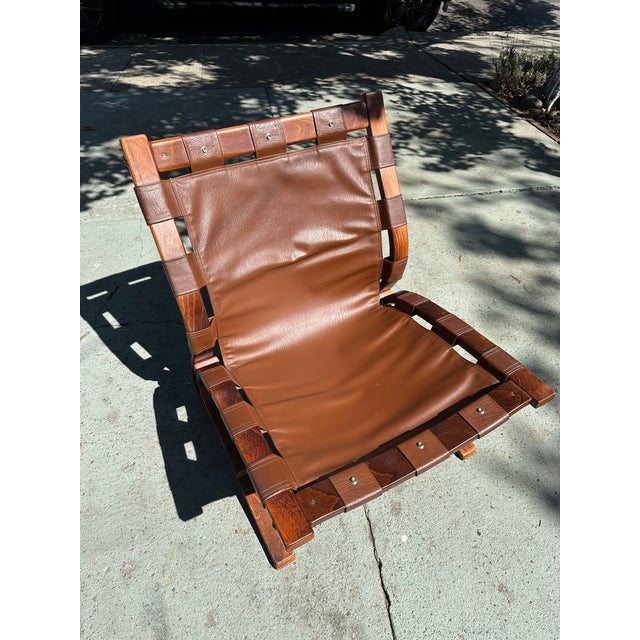 Brown 1970s “Skyline” Bent Beech & Rust Red Leather With Original Patina, Lounge Chair Attributed to Einar Hove for Hove Møbler For Sale - Image 8 of 10