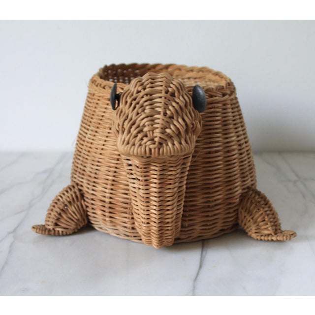 Vintage Wicker Turtle Planter Basket For Sale - Image 4 of 8
