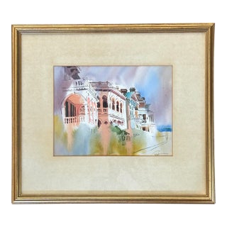 1990s Rhett Thurman “Rainy Battery 11” Original Charleston Watercolor — Signed & Framed For Sale