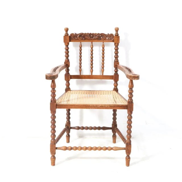Jacobean Style Stained Beech Bobbin Armchair, 1900s For Sale - Image 5 of 9