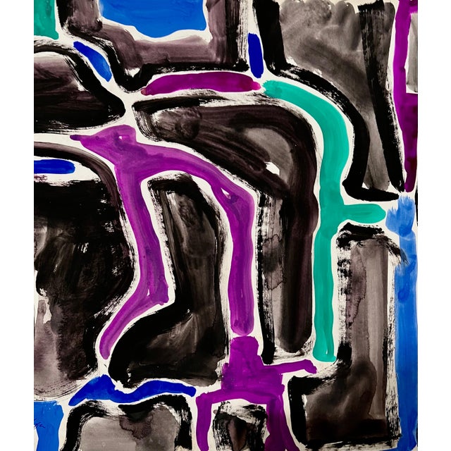 Late 20th Century Jay Milder, Abstract Expressionism Jay Milder Rhino Horn Painting Bold Colorful Pop Art, 1990 For Sale - Image 5 of 6