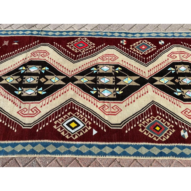 Mid-Century Modern 1960s Handmade Turkish Kilim Runner - 53" X 119" For Sale - Image 3 of 11