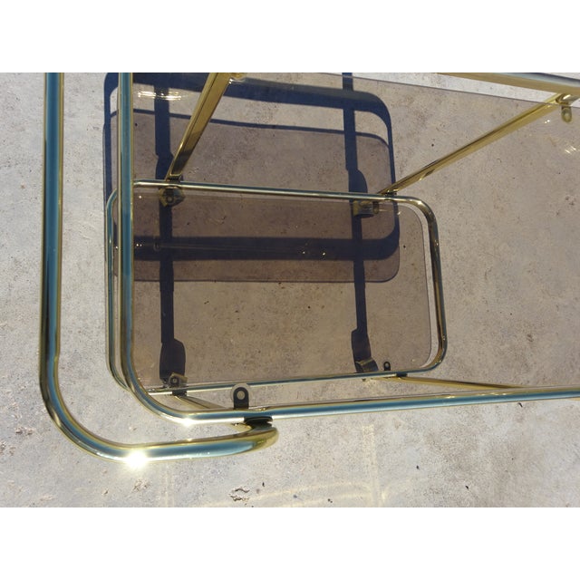 Rolling Serving Cart in Gilded Metal and Glass, 1980s For Sale - Image 4 of 18