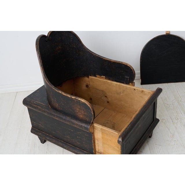 Brown Antique Folk Art Chair with Storage, 1800s For Sale - Image 8 of 10