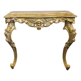 Gilded Wooden Console Table, 1960s For Sale