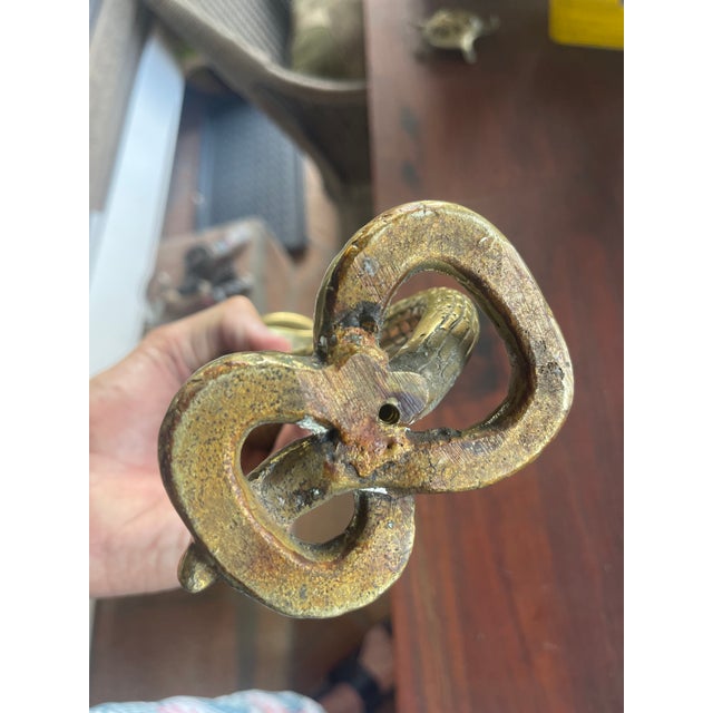 1960s Mid Century Brass Cobra Snake Candle Holder For Sale - Image 5 of 5