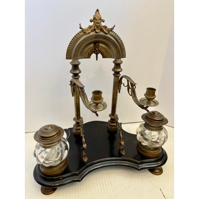 Superior 19th Century Double Inkwell Desk Set For Sale - Image 15 of 16
