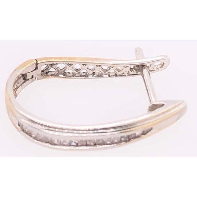 Antique White 14 Karat White Gold Diamond Half Hoop Latch Back Earrings For Sale - Image 8 of 8