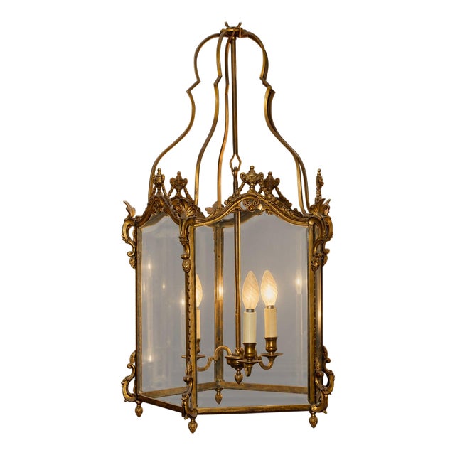 Louis XV Style Hexagonal Gilt Bronze Hall Lantern, 1800 For Sale