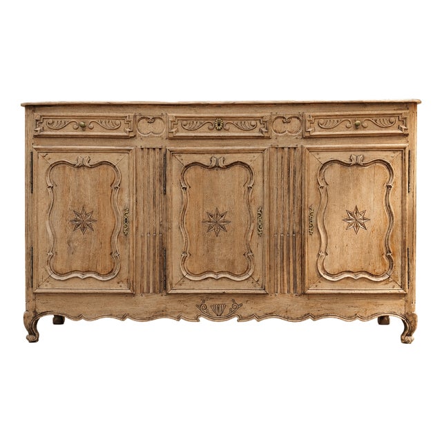 Large Louis XV Carved Oak Three-Door Sideboard, 1870 For Sale